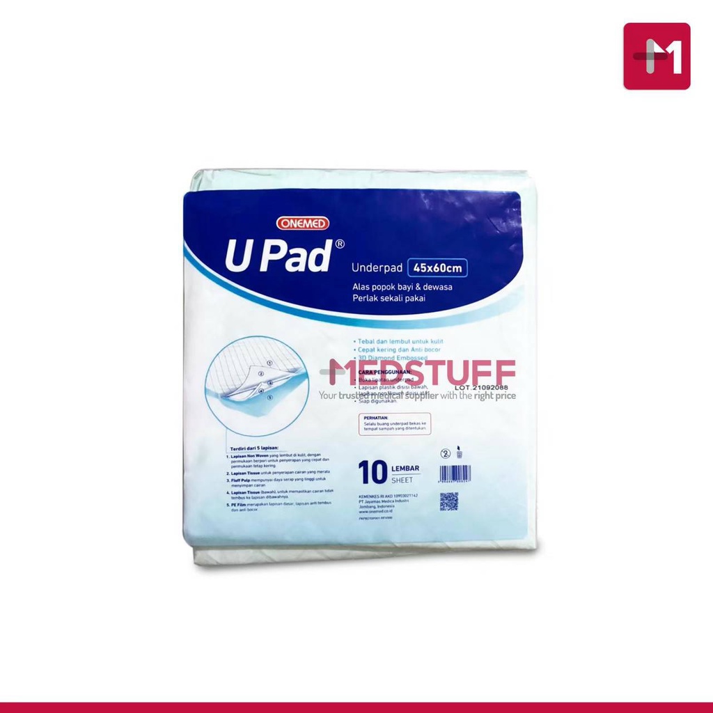 Upad 45 x 60 cm Perlak Underpad Onemed isi 10lembar