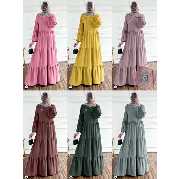 Gamis midi Dress Midi Bahan Voxy Dress midi