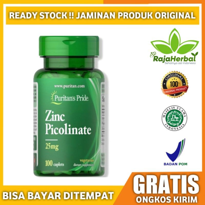 PURITAN'S PRIDE ZINC PICOLINATE 25mg 25 mg 100 Caplets ORIGINAL