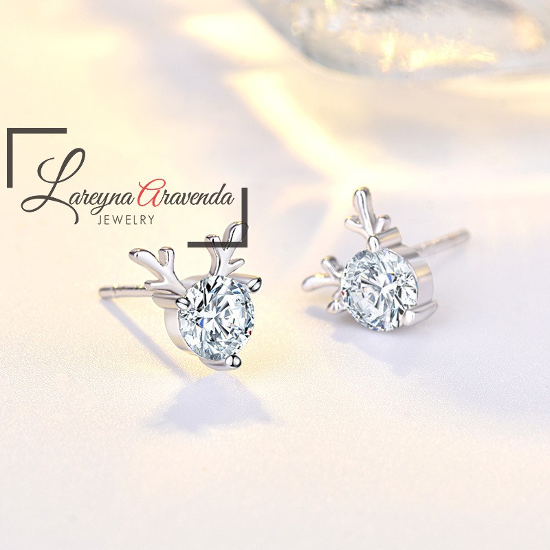 Lareyna Aravenda Anting Wanita Silver S925 Deer Diamond Earrings AT019