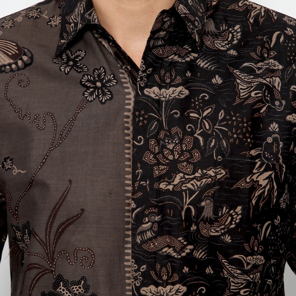 KEMEJA BATIK PRIA Lengan Panjang Premium Two Tone Pagi Sore Elegant Warna Coklat 722392 Cap 72 - Baju Kemeja Atasan Pakaian Setelan Batik Pria Cowok Laki Laki Remaja Keluarga Kantor Lengan Panjang Modern Slimfit Slim Fit Premium Kekinian