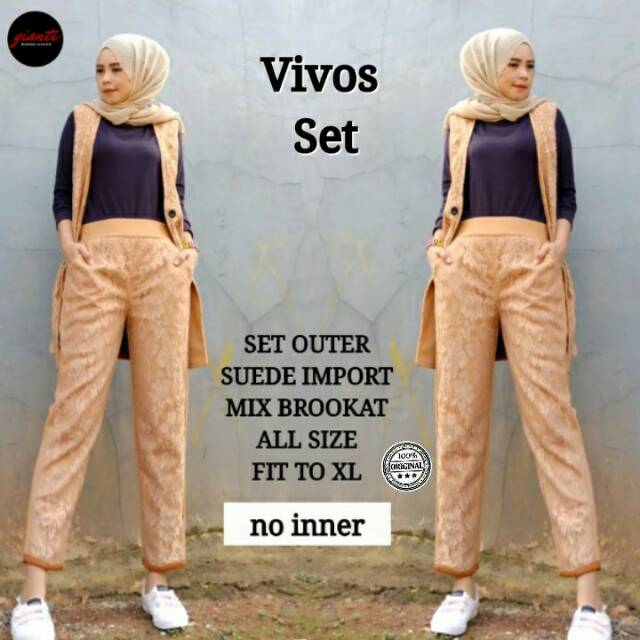 SET OUTER BAHAN SUEDE IMPORT MIX BROKAT