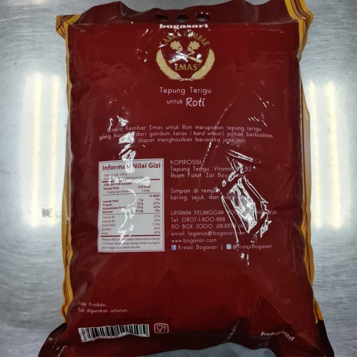 

Ds501D0 Tepung Cakra Kembar Emas Terigu Premium Protein Tinggi Roti 5 Kg Gr0B1