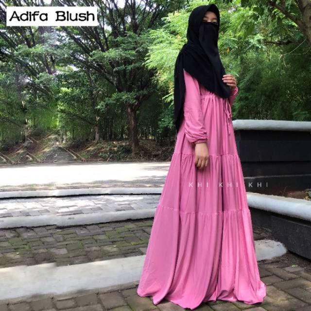 ADIFA DRESS | Gamis Jersey Rempel Susun | Gamis Daily Alamanda | Gamis Polos Ruffle