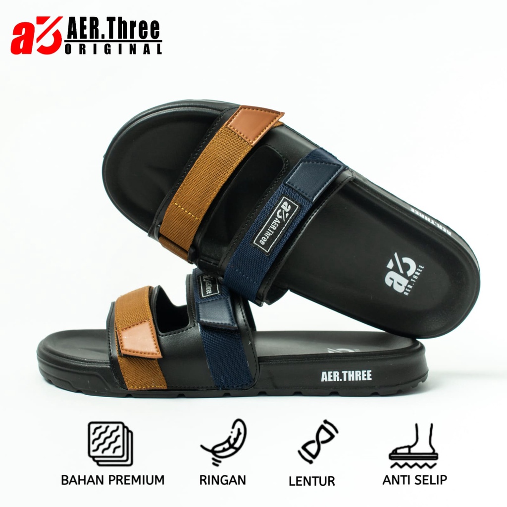 Aer Three Footwear - Freddo Black Brown Jaz | Freddo Tan Navy | Slippers | Sandal Unisex