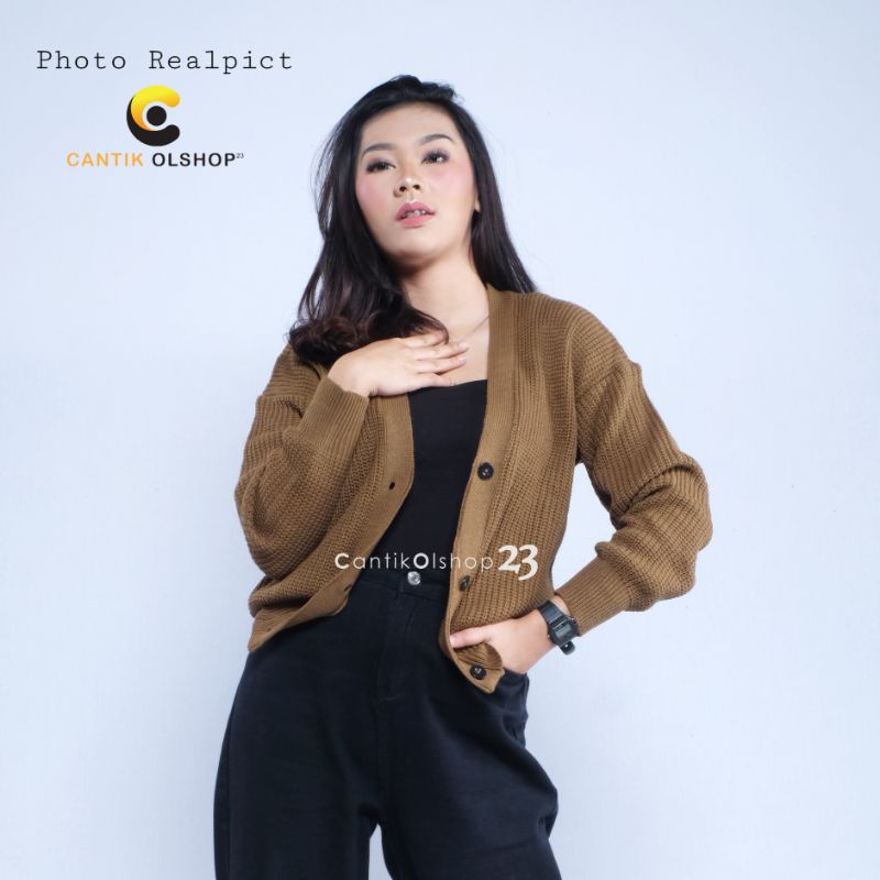 CS041 Cardigan Rajut Wanita Aisyah Outer Crop Cardi