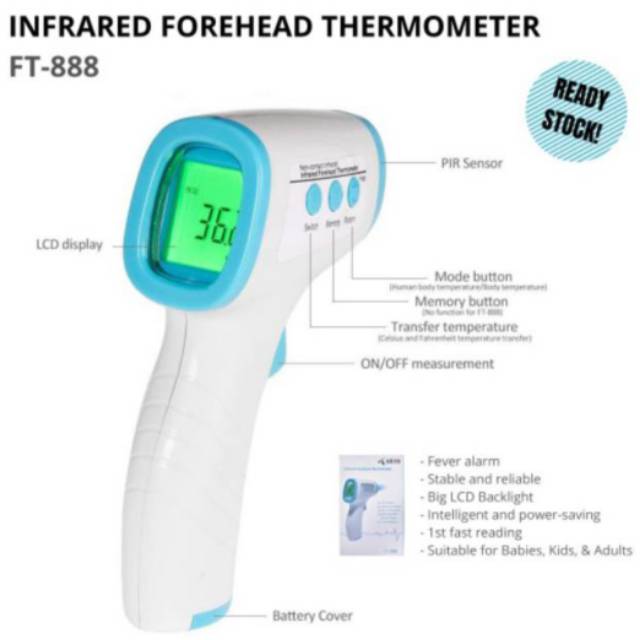 Ready stok Thermometer Infrared /Termometer Tembak Pengukur Suhu Tubuh Dewasa dan Anak