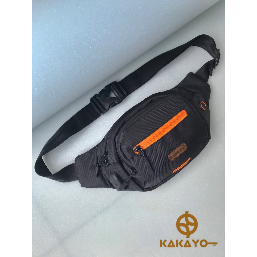 Kakayo/Tas Selempang Pria/Waist Bag Premium/Tas Pria Waterproof dengan bahan cordura bisa simpan dompet,powerbank, pakai resleting waterproff merek YKK. barang sesuai photo (jika tidak real uang di jamin kembali 100%)