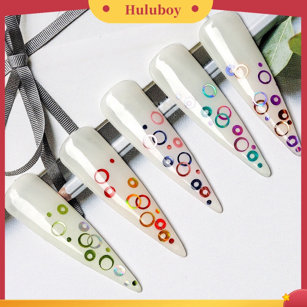 Huluboy Huluboy♡ 12 Grids / Box Serpihan Glitter Sequins Bentuk Bulat Warna Permen Untuk Nail Art