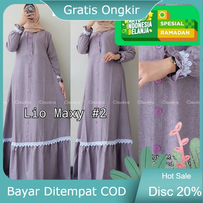 Baju Gamis Wanita Terbaru Lio Maxy Dress Termurah - Soft lave