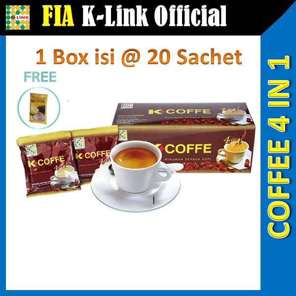 

K COFFE 4 in 1 Box isi 20 Sachet Kopi Ginseng Penambah Stamina K Link Official Original Store Halal BPOM