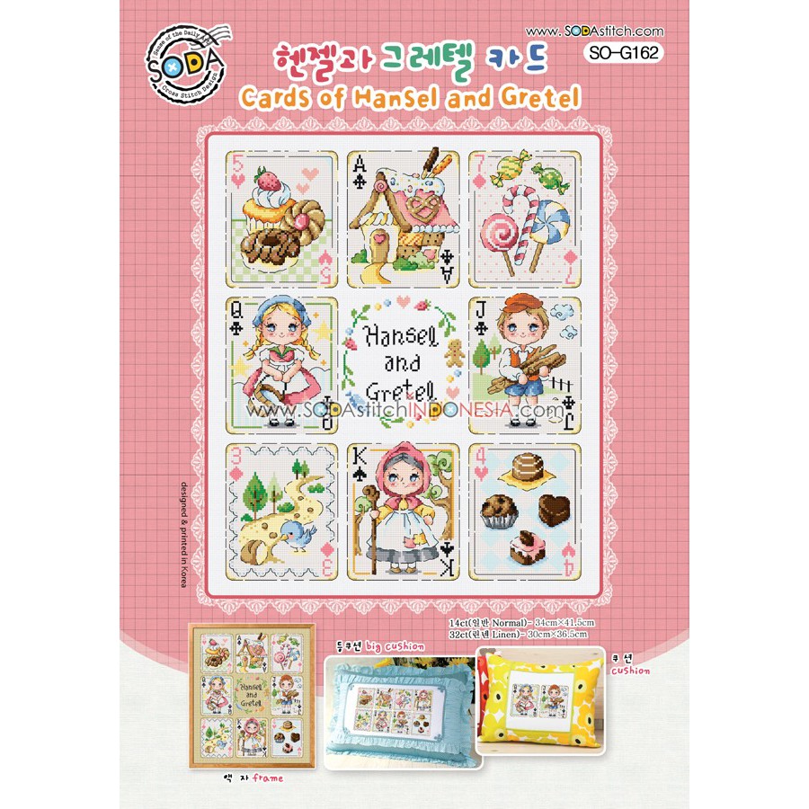 Paket DIY Craft Sulam Kristik Strimin Cross Stitch Sodastitch SO-G162 - Cards Of Hansel And Gretel