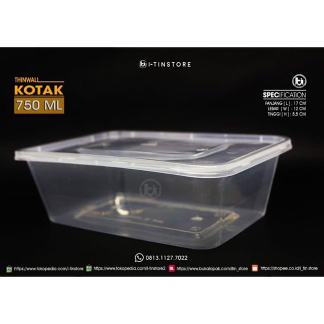 THINWALL 750ml (10PCS) KOTAK MAKAN/NASI MIKA AMAN PANAS MICROWAVE DAN DINGIN