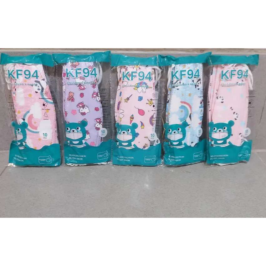 Masker Anak KF94 Korea Motif Disposable Mask Kids Earloop Isi 10 Pcs