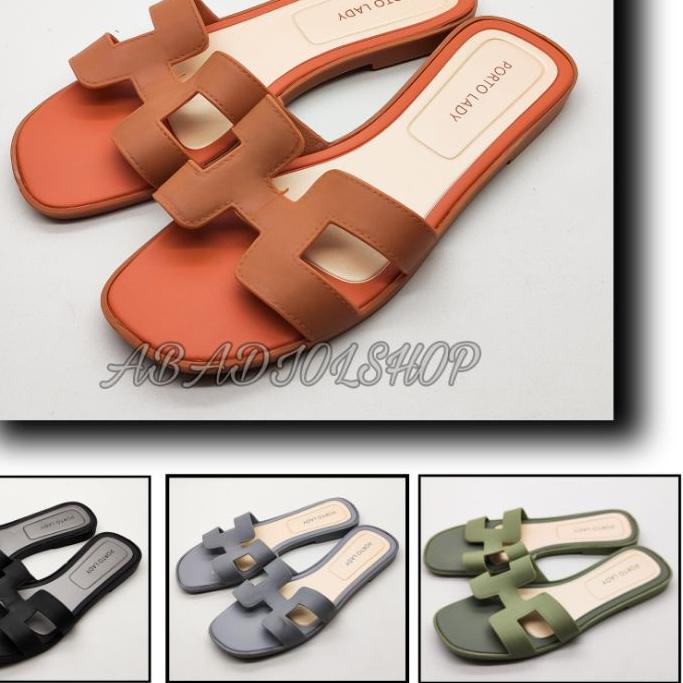 『HARGA MENGEJUTKAN』 PORTO - SANDAL SELOP HERMES WANITA / SANDAL PORTO JELLY KARET / PORTO HERMES TER