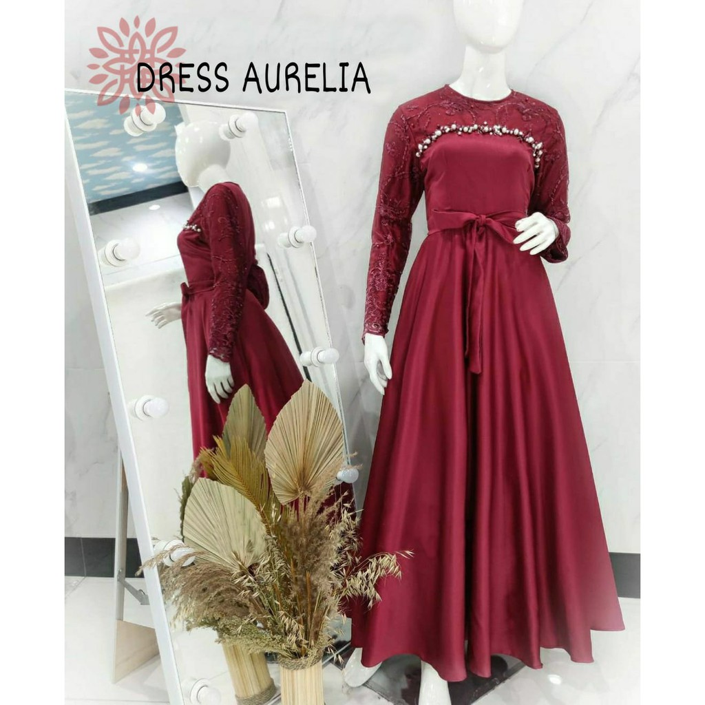 DRESS AURELIA BRUKAT / GAMIS KONDANGAN / DRESS KONDANGAN / DRESS MUSLIM WANITA / DRESS BRUKAT MUSLIM