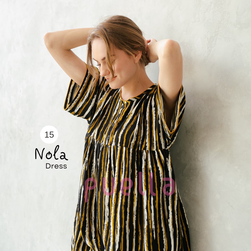Puella - Daster Nola Series 15 | Daster Panjang | Daster Adem | Baju Tidur Ibu Hamil | Daster Busui Friendly | Daster Santai | Sleepwear | Homedress | Daster Jumbo | Homewear-5