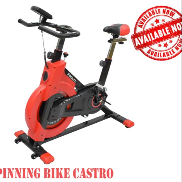 Sepeda Statis Spinning Bike Castro Ireborn - Merah, 8 kg Flywheel, Monitor Jantung