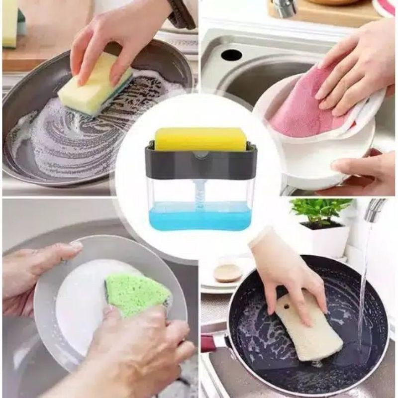 [RA] DISPENSER SABUN CUCI PIRING HOLDER SPON SPONGE 2 IN 1 SPONS SABUN