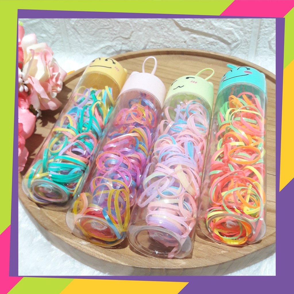 1411 / Karet Jepang ikat rambut  / Kemasan botol karakter lucu