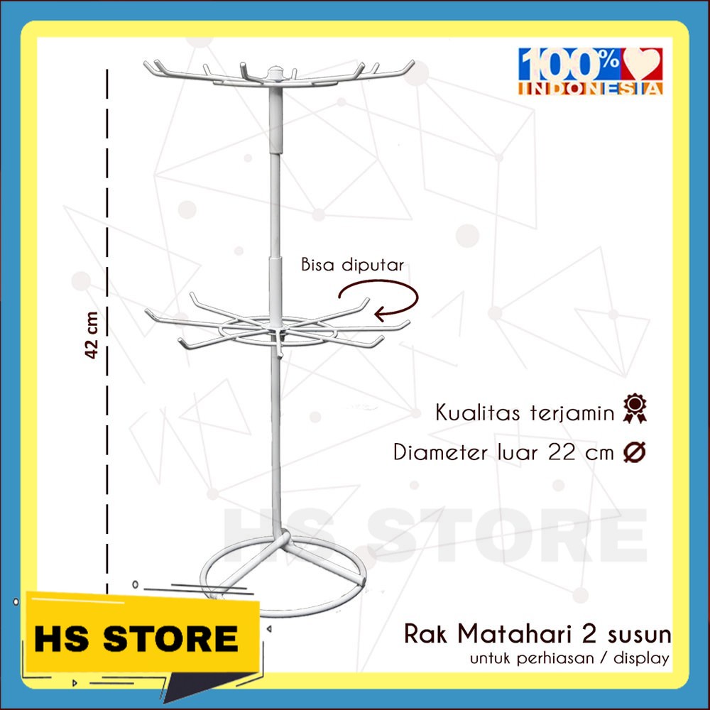 rak display matahari putar 2 susun gantungan perhiasan aksesoris HP