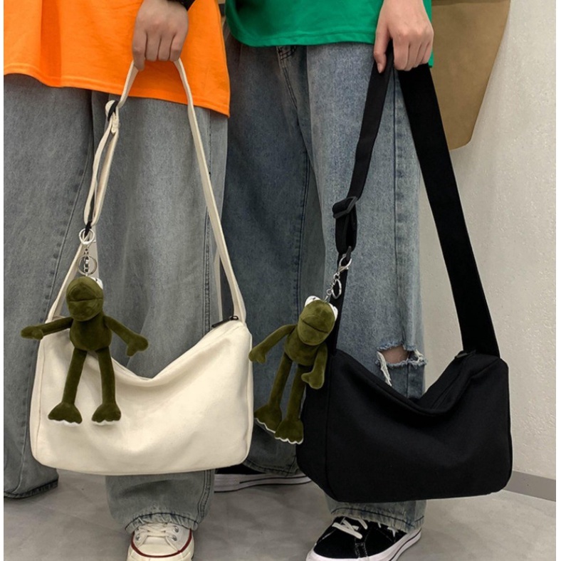 FINOM VORA - Tas Selempang Wanita Korean Style Kekinian | Sling Bag Kanvas Polos