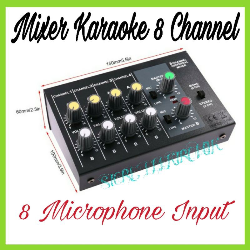 Mixer Karaoke 8 Channel Am-228 Ammoon Professional Console Karaoke