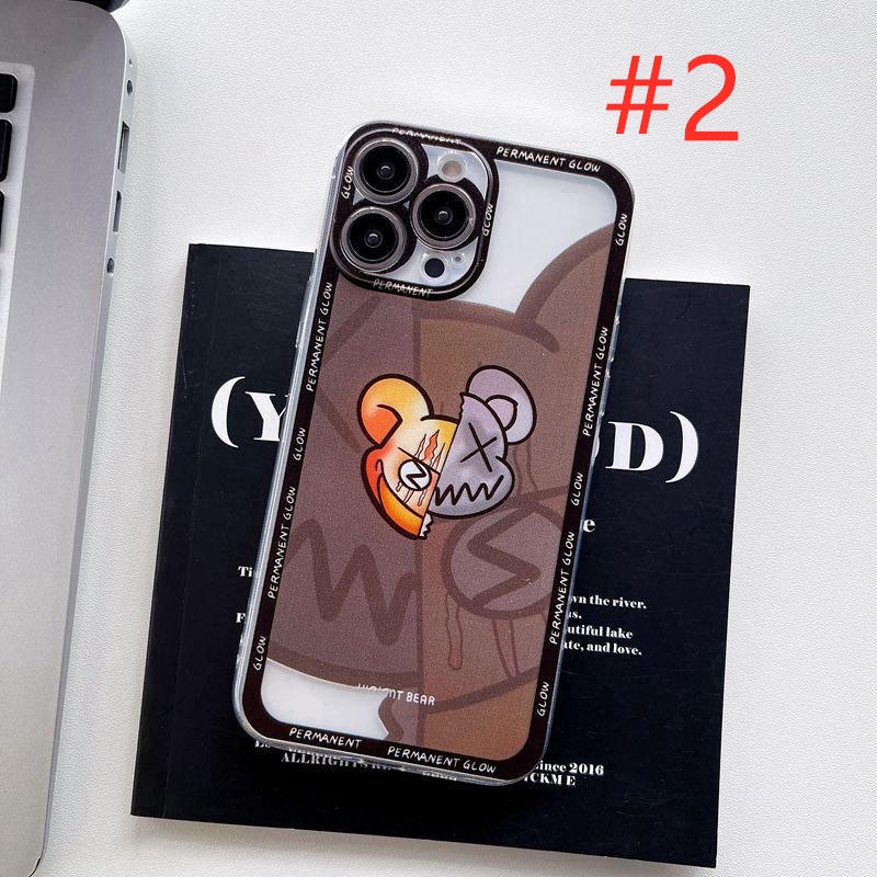 Splicing Violent Bear Soft Case iP iPhone 11 12 13 Pro Max 6 6S 7 8 + Plus X XR SE 2020 XS Max Casing