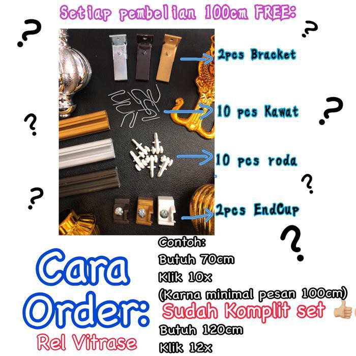 Palingmurah Rel Aluminium / Rel Kotak / Rel Alkan / Tiang Vitrase Gorden - Silver Readystock