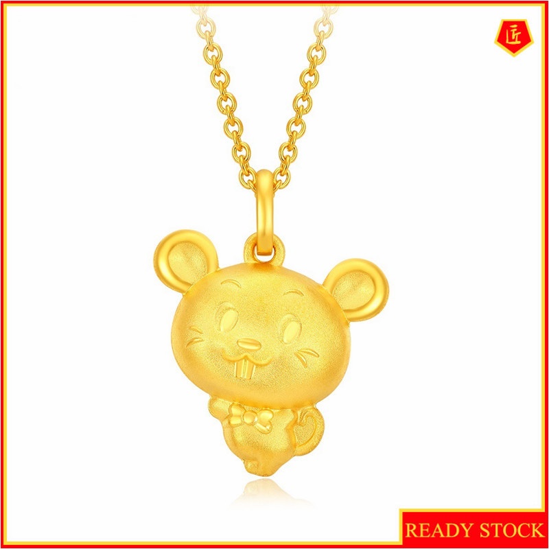 [Ready Stock]Fashion Gold-Plated Mouse Pendant Cute Animal Necklace