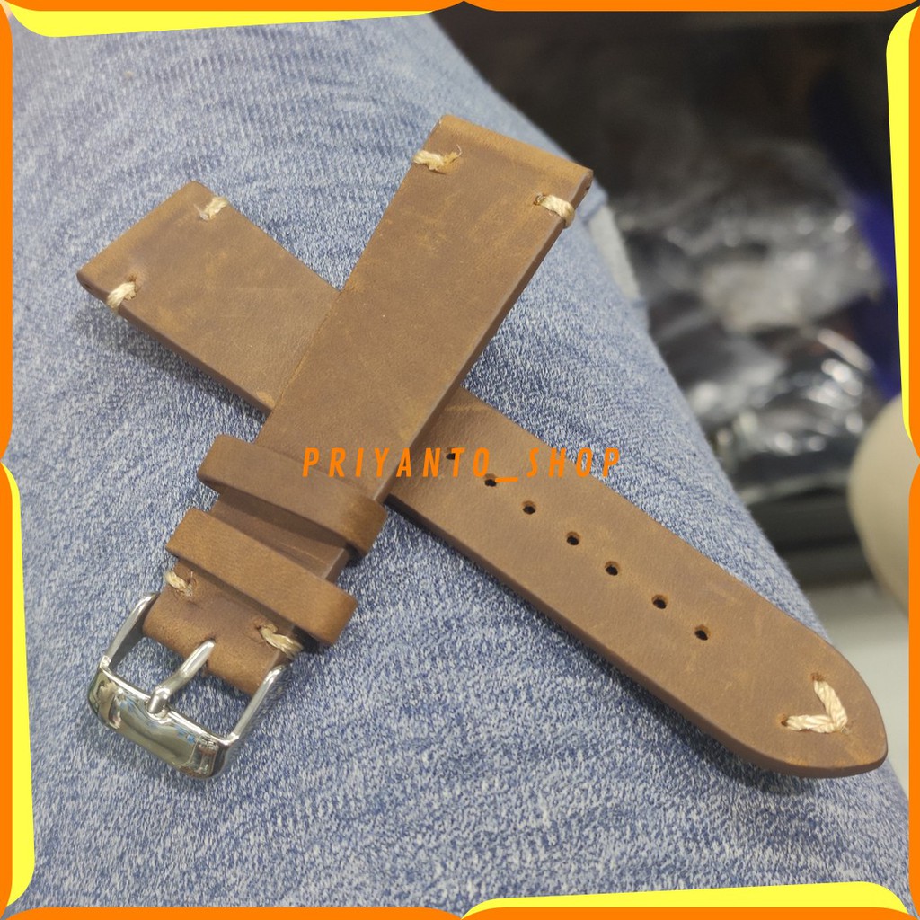 STRAP TALI JAM KULIT LEATHER ASLI JAM TANGAN ZORRO 20MM 22MM BROWN NON LOGO