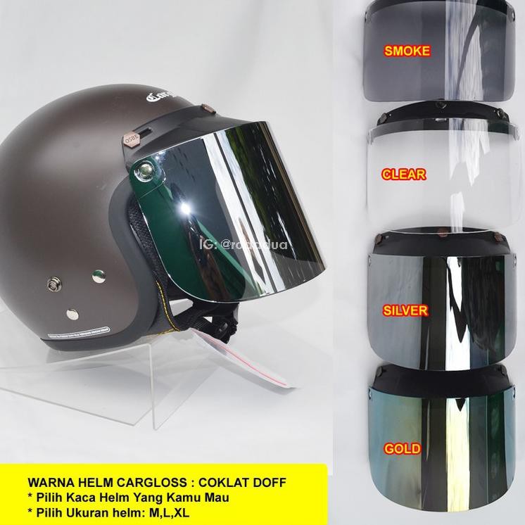 Helm Retro Cargloss Plus Visor FLAT INJAK Murah Berat Kirim 1kg