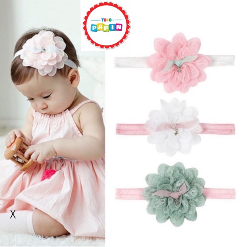 Bandana bayi anak perempuan bunga besar headband flower bando anak bayi