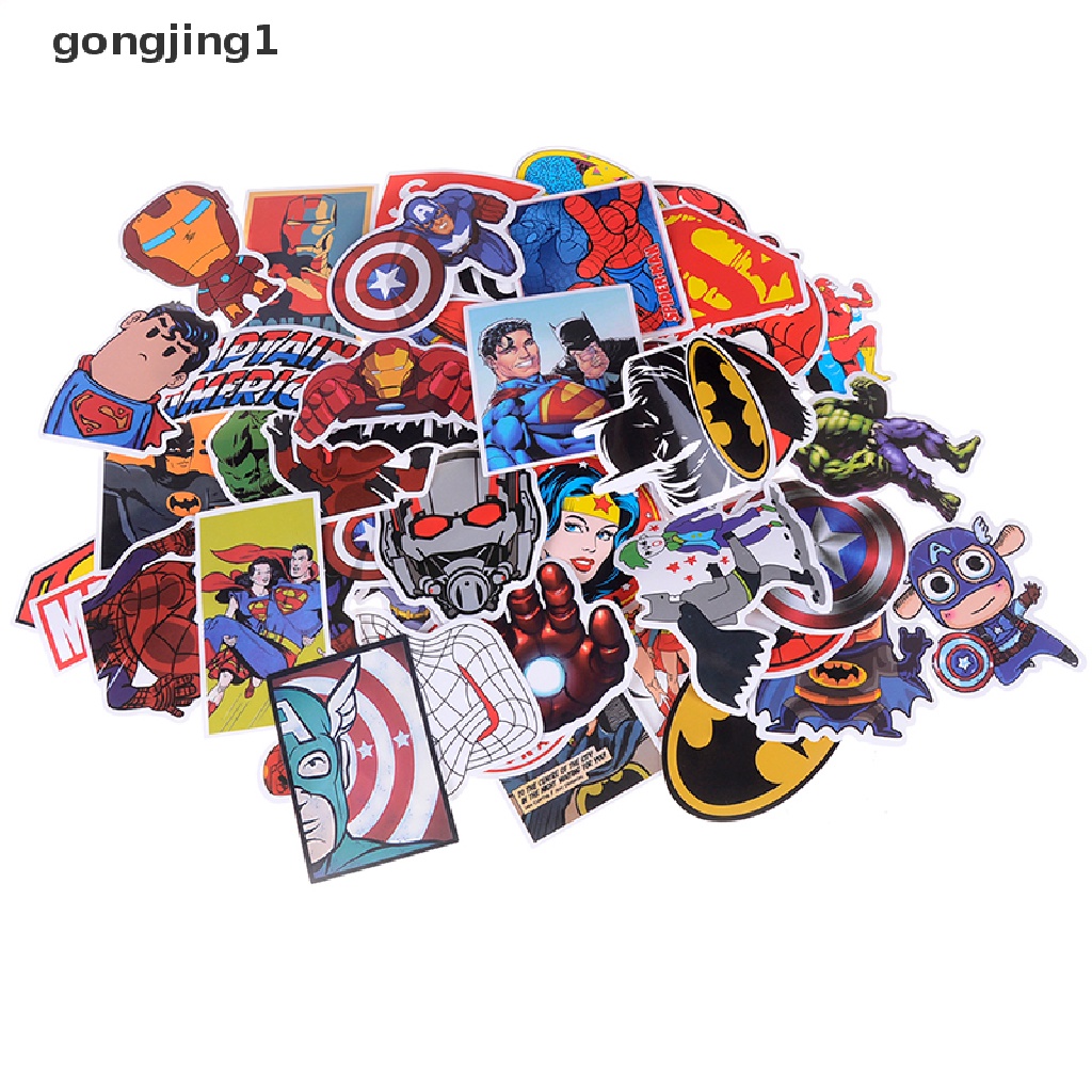 50 Pcs / set Stiker Super Hero Marvel Movies Untuk Skateboard Motor Laptop