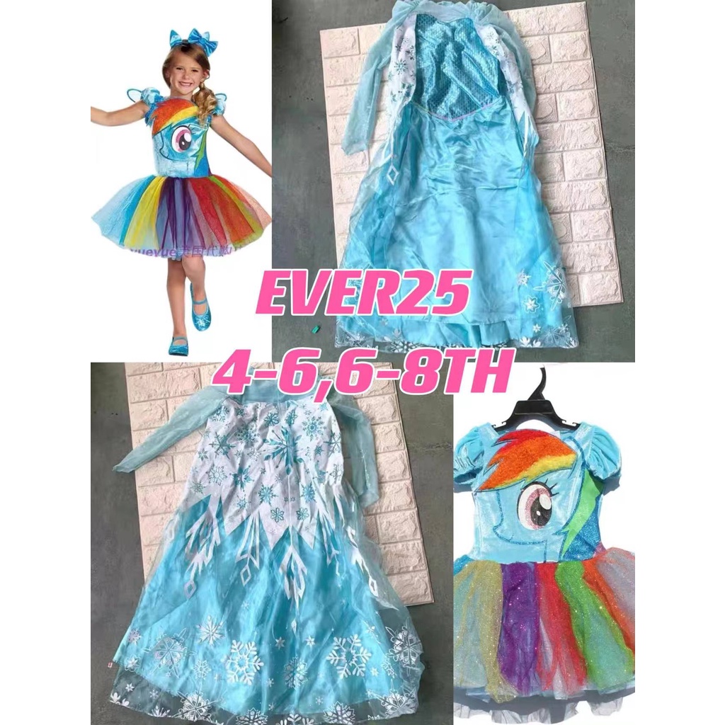 DRESS GAUN ANAK FROZEN ELSA KUTA PONY KOSTUM MURAH 4-8TH ULANG TAHUN