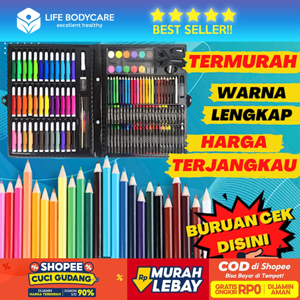 

Pensil Warna Crayon Spidol Warna Alat Gambar Isi 150pcs - Life Bodycare