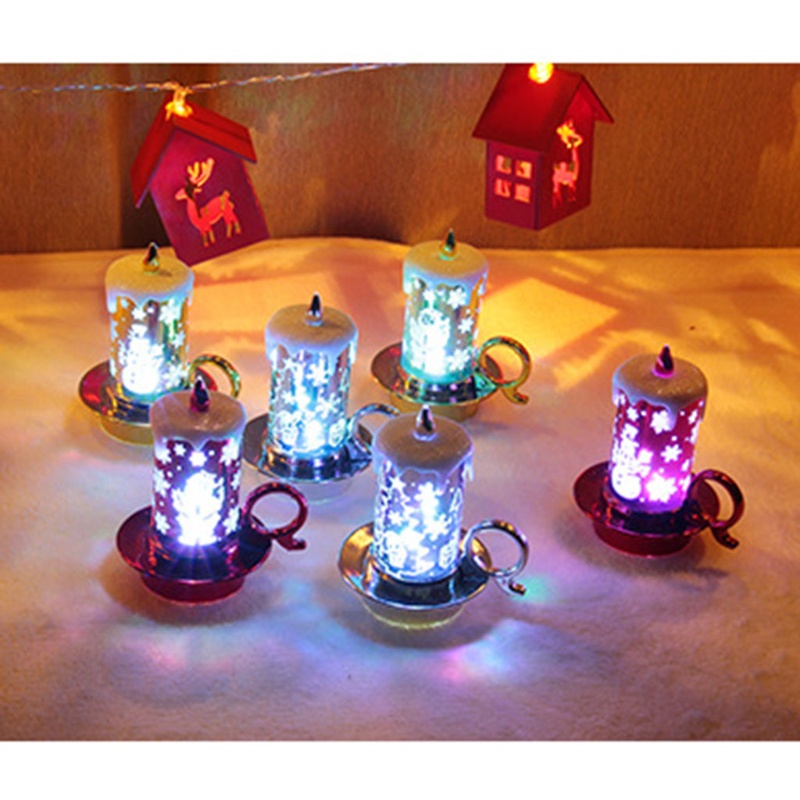 12 Pcs Lampu Malam LED Bentuk Santa Snowman Untuk Dekorasi Natal