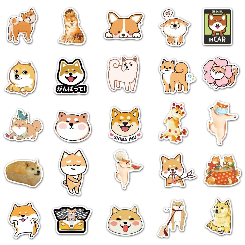 Lanfy Jepang Shiba Inu Anjing Stiker Lucu Ponsel Dekorasi Helm Gitar Stiker Koper Laptop Stiker Alat Tulis Stiker Hewan