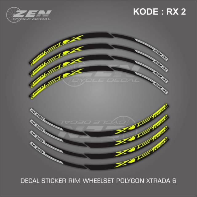 DECAL STICKER RIM WHEELSET POLYGON XTRADA 6 th 2019 kode RX2