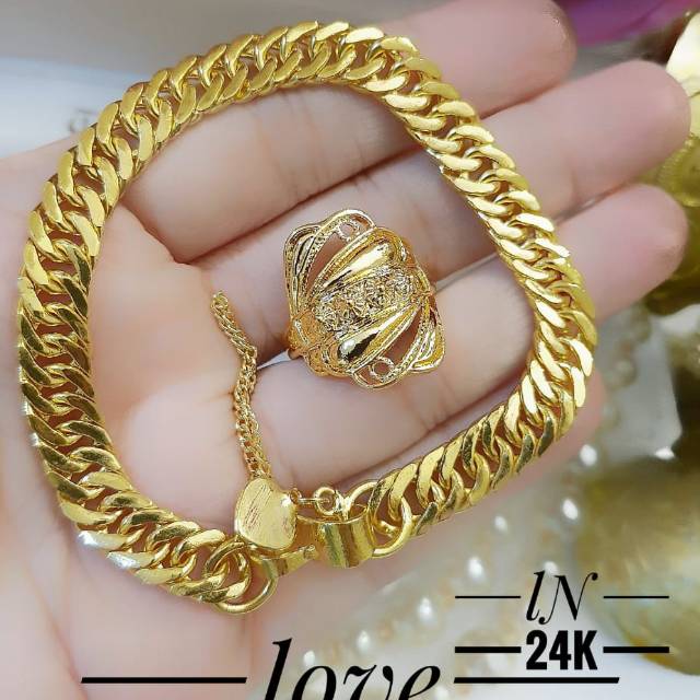 Xuping gelang dan cincin lapis emas 24k 2006i