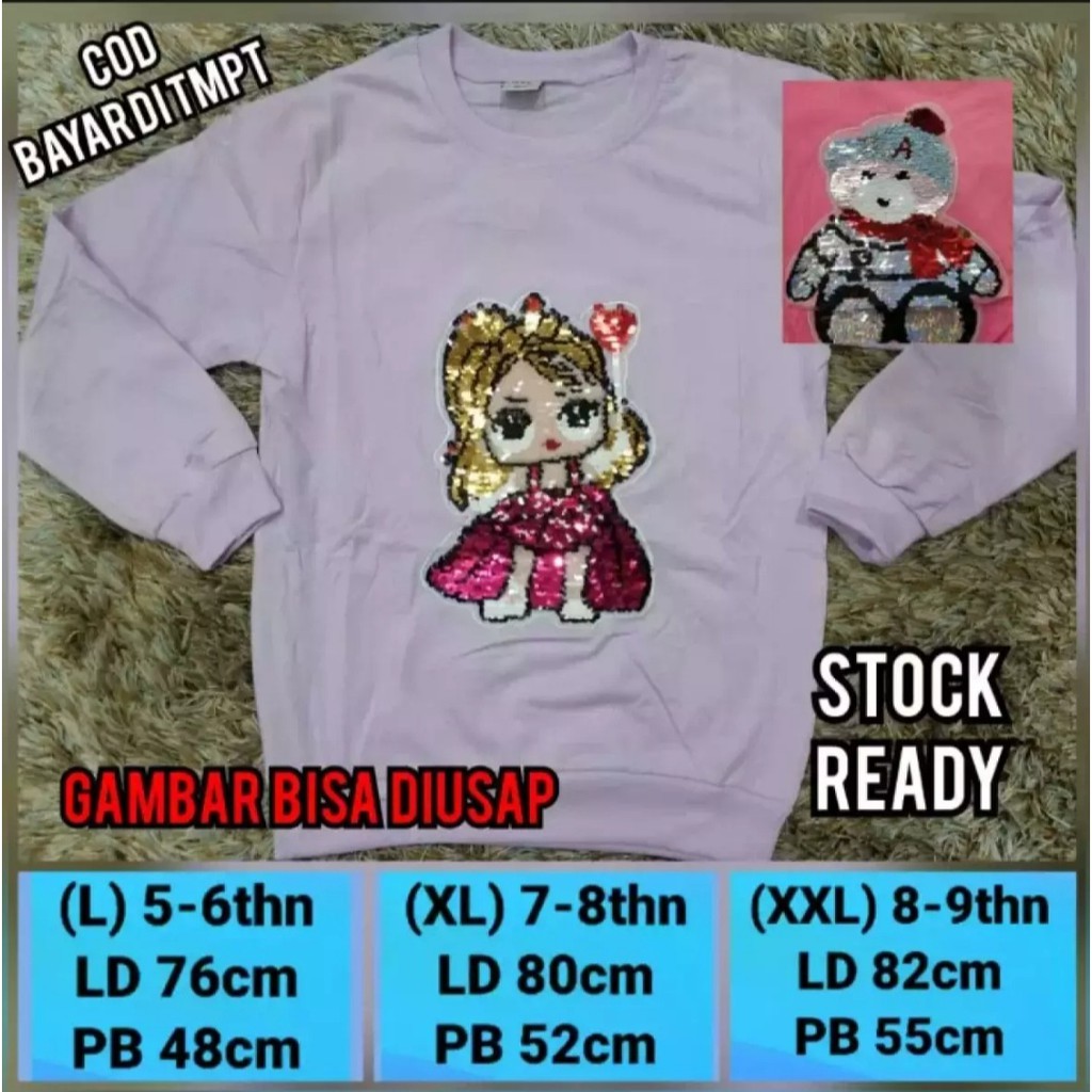Sweater anak perempuan/switer/Sweater anak/Swaeter Sequin/Premium/4-10 tahun #COD