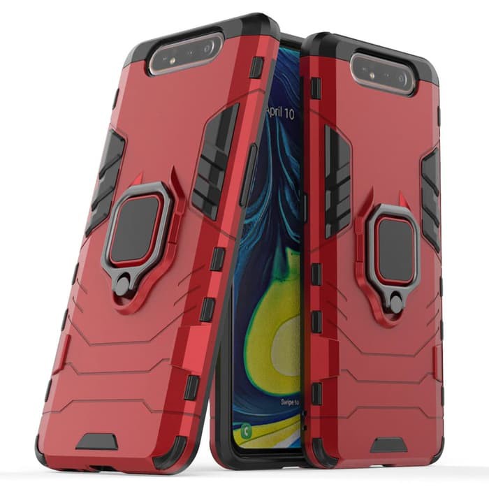 BLACK PANTHER CASE SAMSUNG A80 ARMOR SLIM CASE ROBOT TRANSFORMER CASE MAGNET RING STANDING