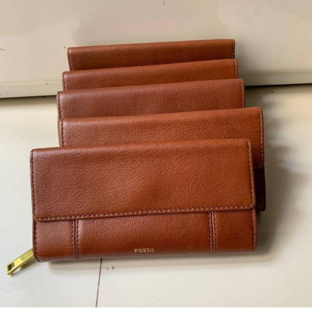 Fossil Jori Clutch Flap Brown - Dompet Fossil Panjang kartu banyak