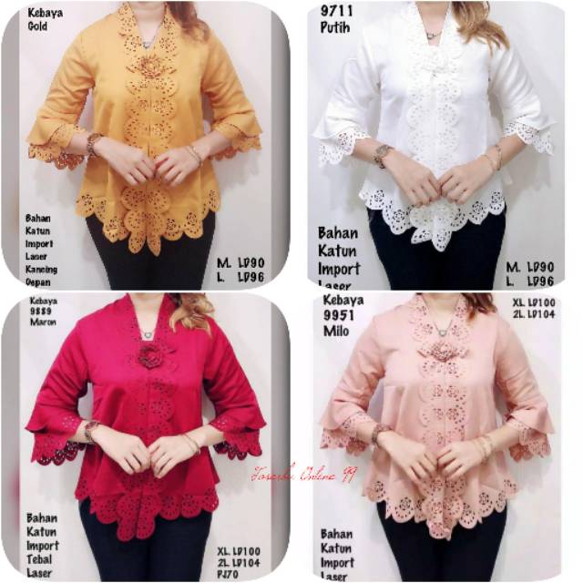 PROMO Kebaya Encim Senada Modern Katun Laser Impor Tangan Terompet