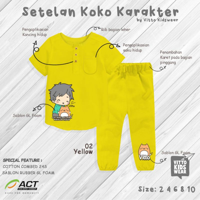 koko anak bahan kaos vitto