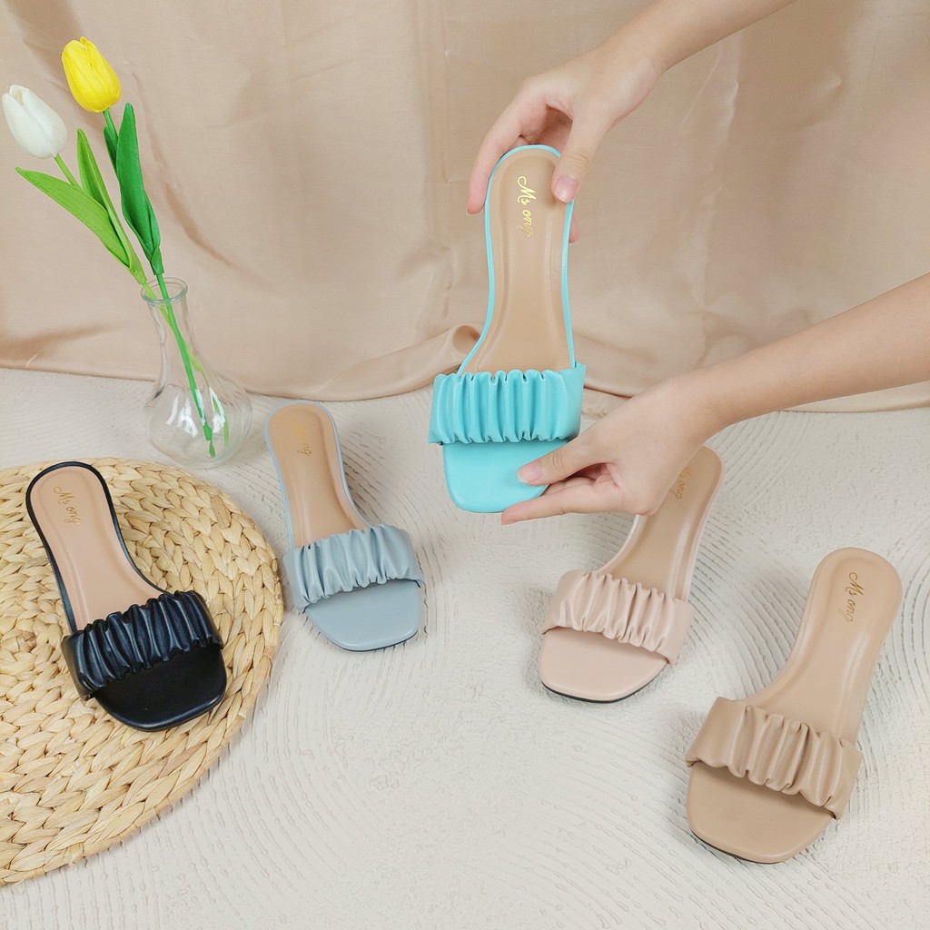 BBS MSH 01 Sandal High Heels Hak Tahu Kerut Wanita Impor Murah