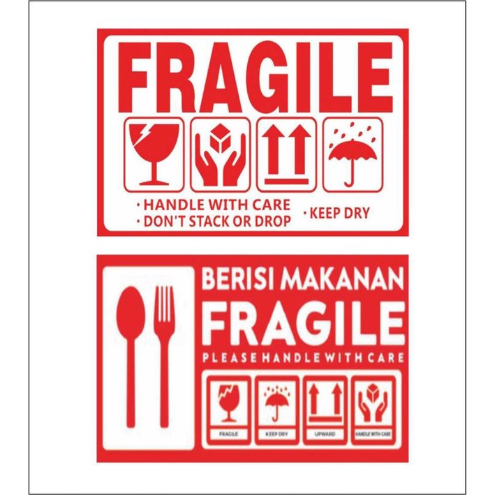 

label stiker fragile 1pak isi 5pcs