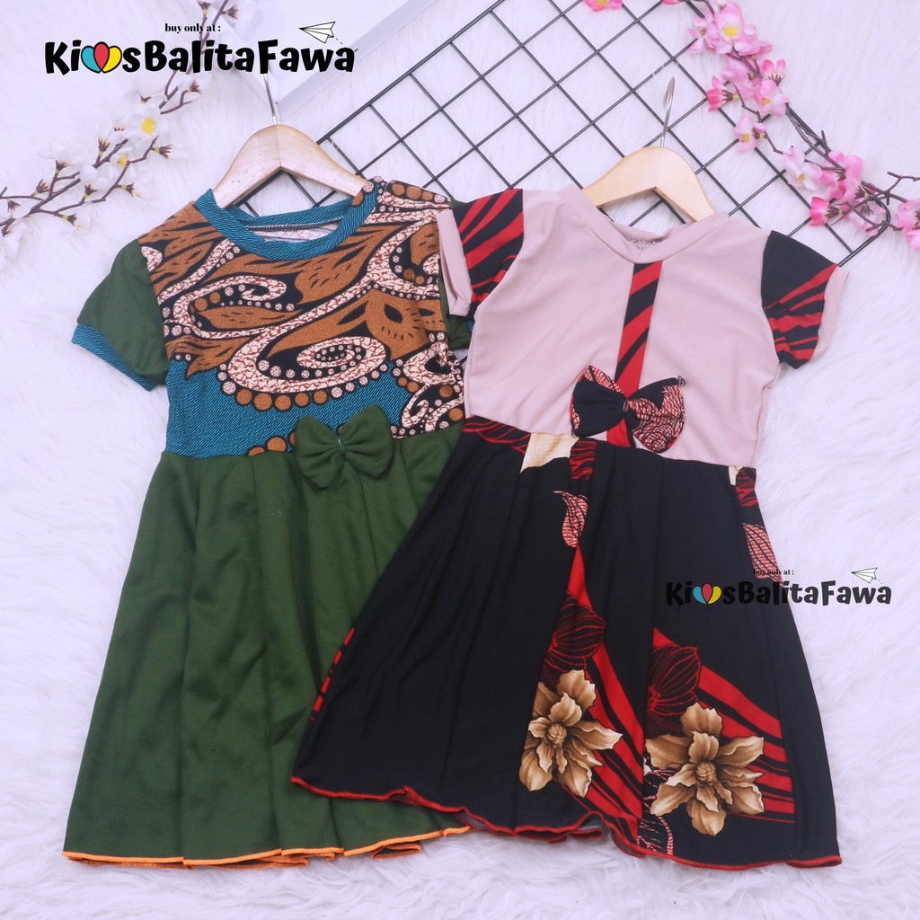 Dress Pita uk 3-4 Tahun / Dres Lengan Murah Baju Anak Perempuan Grosir Harian Gaun Pesta Batik Baru