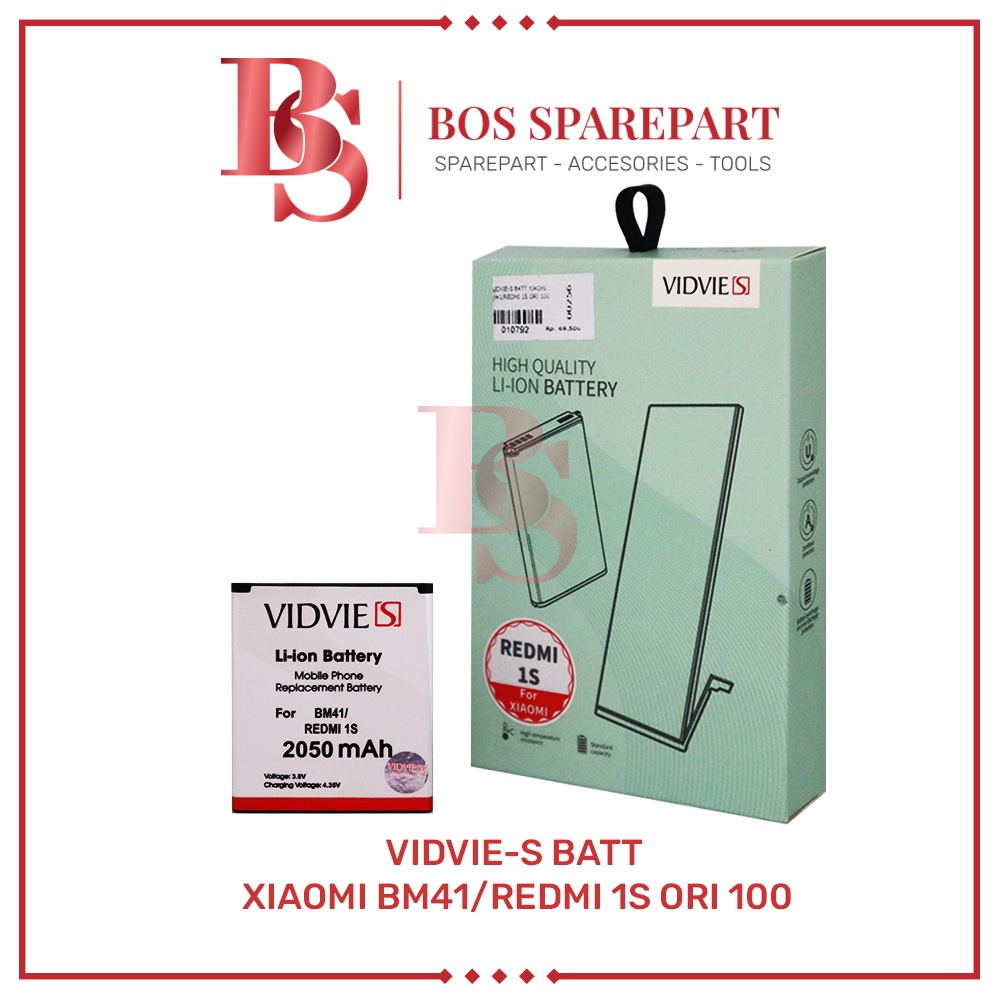 VIDVIE-S BATERAI XIAOMI BM41 / REDMI 1S ORI 100 / BATTERY / BATRE