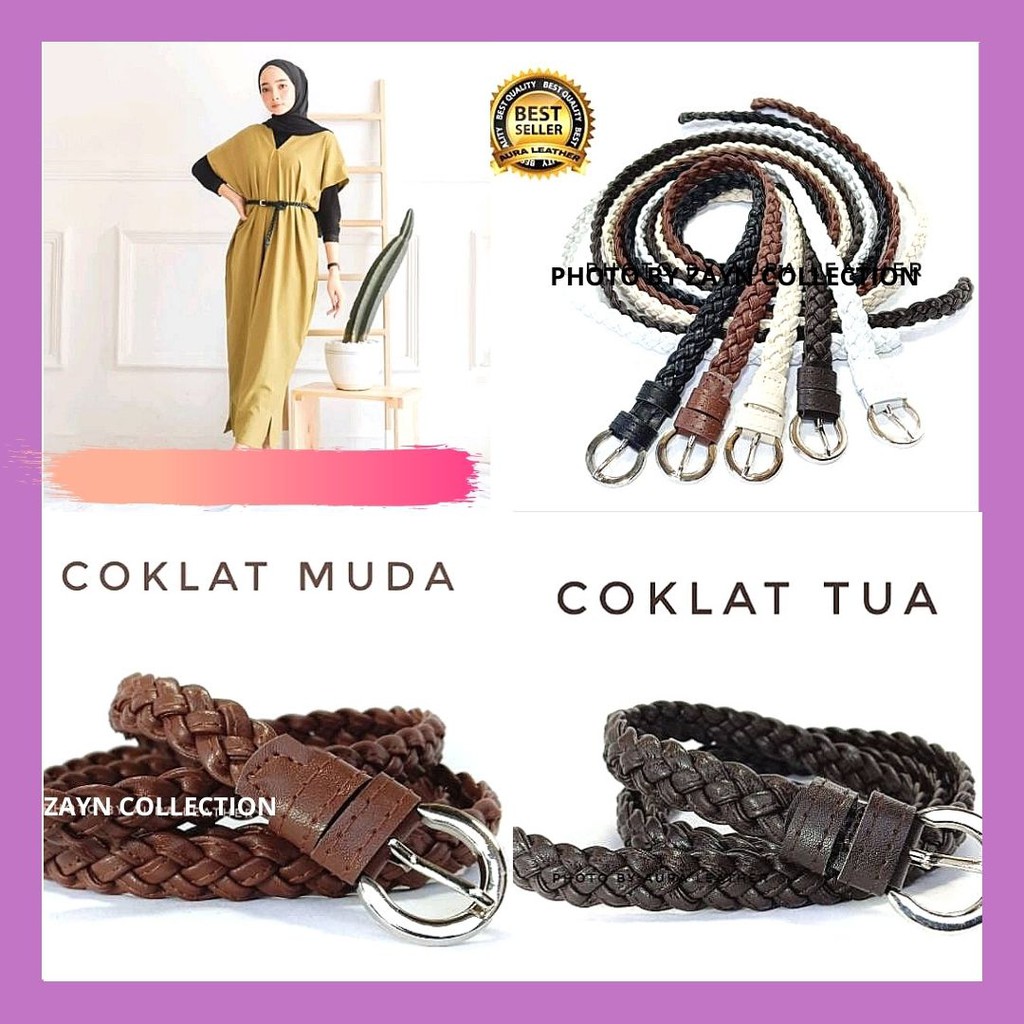 Ikat Pinggang Wanita Gesper Rajut Kecil Jalinan Belt Strap Kepang Anyaman Bahan Tambang Cantik